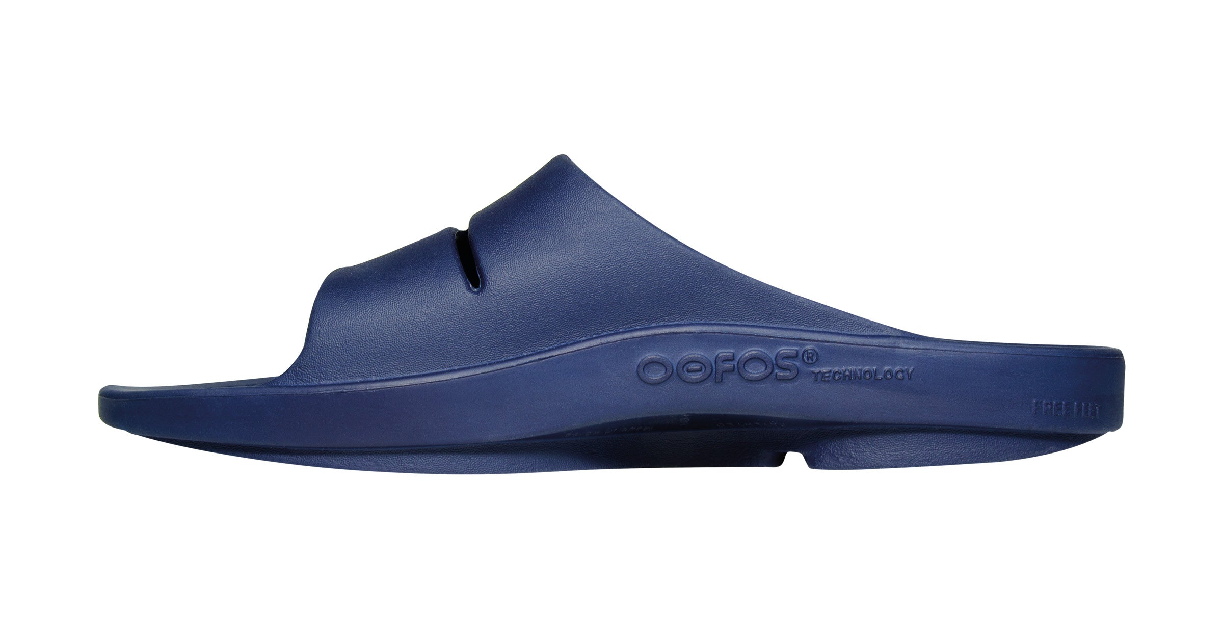 OOFOS Women's OOahh Recovery Slide Sandal Navy oofos.co.uk